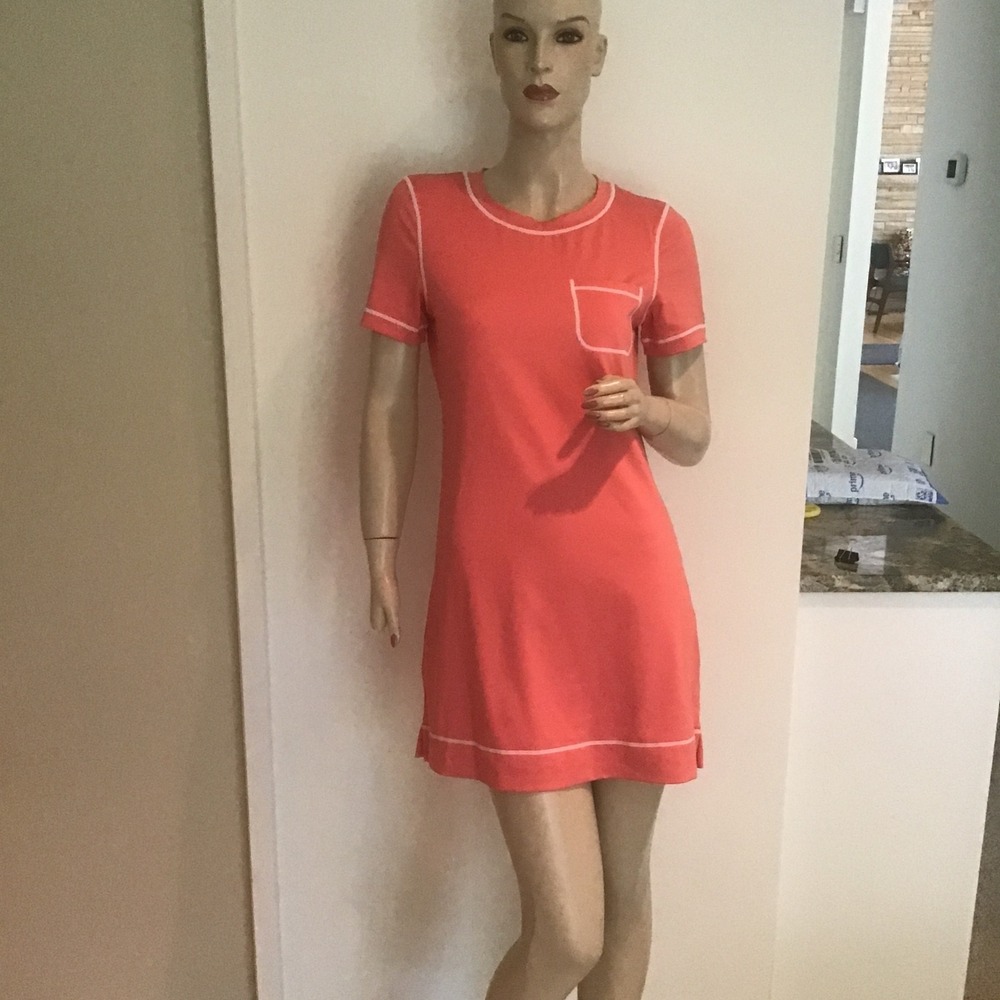 Tuckernuck Tnuck Sport Robin Coral Pink Short Sleeve Active Mini Dress Pocket XS